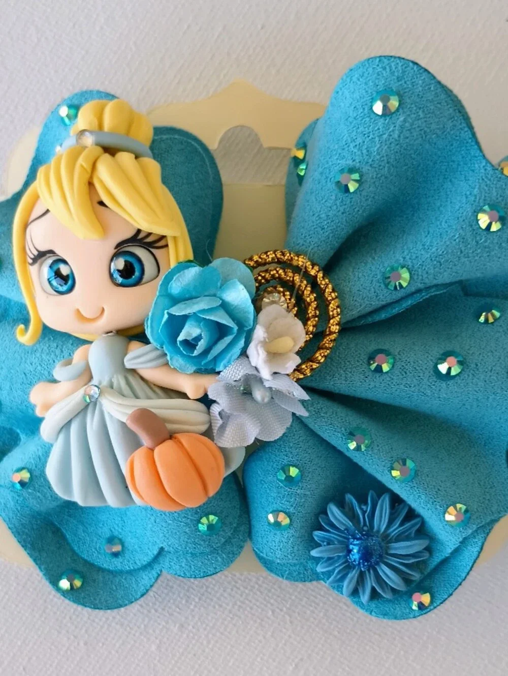 Handmade Pumpking Princess Inspired Hair Bow -Blue Boutique Girls Bow.🎀✨